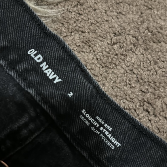 Old Navy Slouchy Straight-2-High Rise-Black-Button Fly-Vintage Wash - Picture 13 of 16